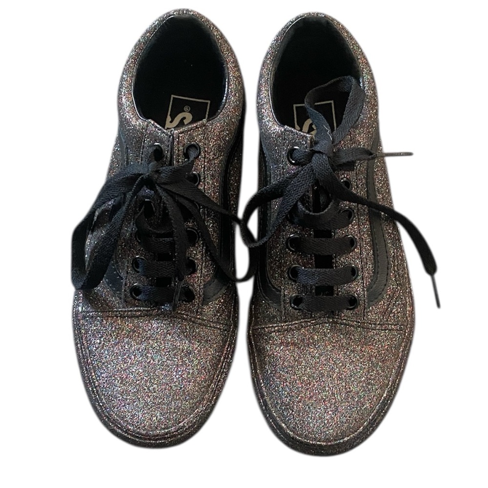 Vans Black Glitter Low-Top Lace-Up Sneakers